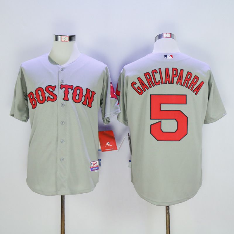 Men Boston Red Sox #5 Garciaparra Grey MLB Jerseys